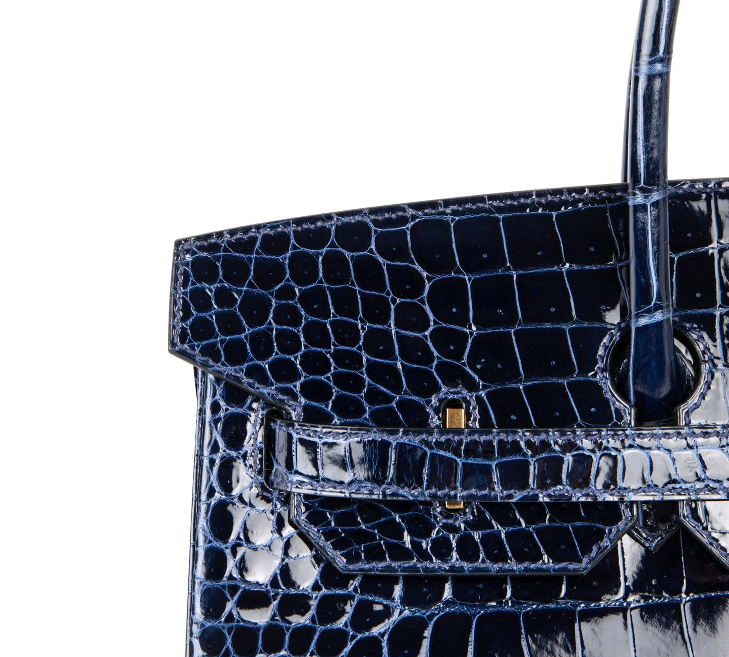 Hermes Birkin 35 Bag Blue Sapphire Porosus Crocodile Gold Hardware New