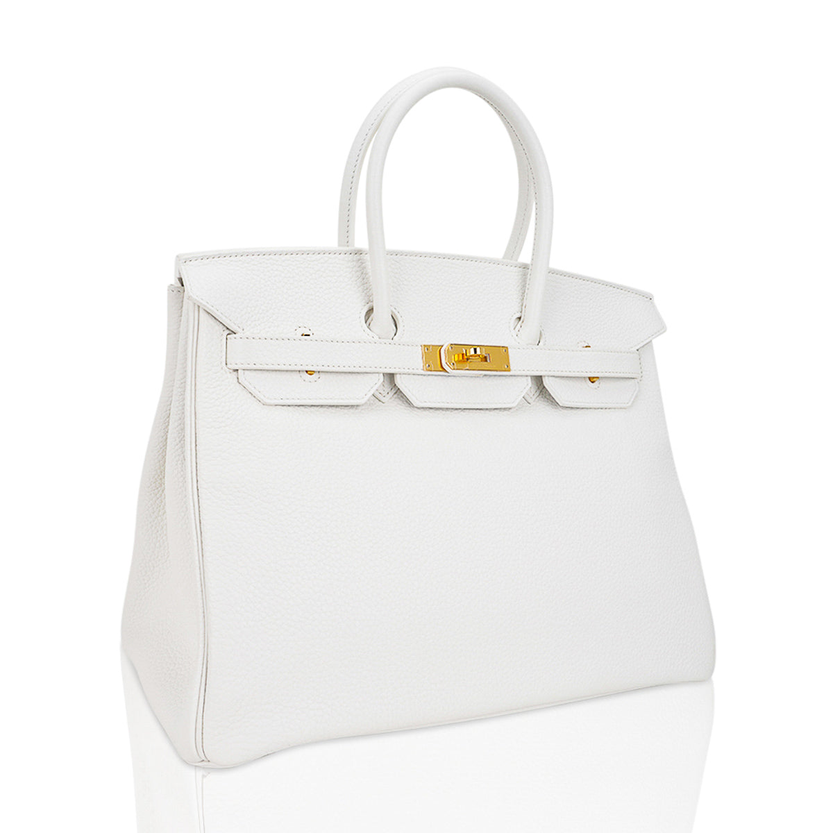 Hermes Birkin 35 Bag White Clemence Leather with Gold Hardware