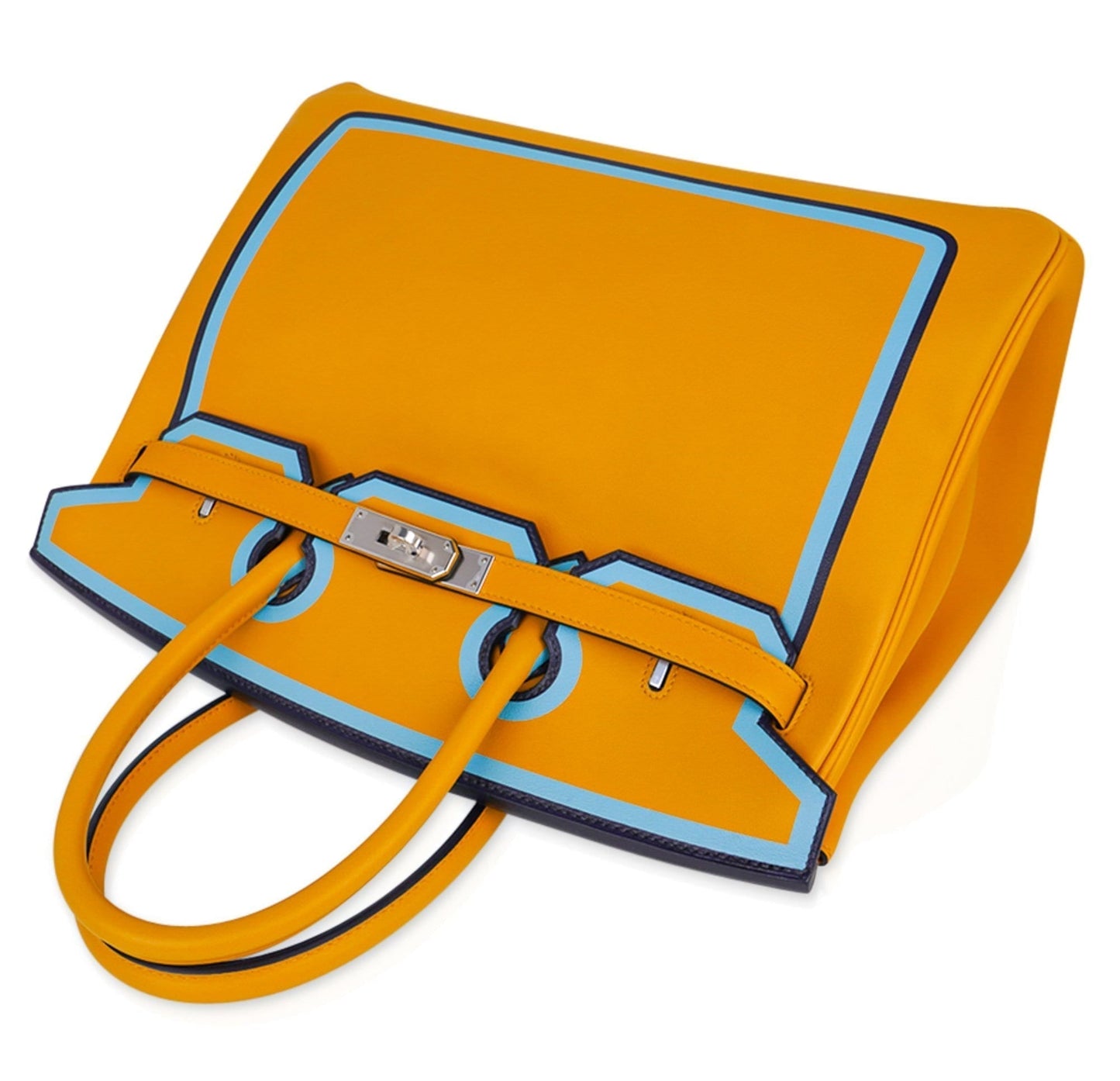 Hermes Birkin 35 Bag Jaune Ambre Blue Indigo Blue Celeste Limited Edition New