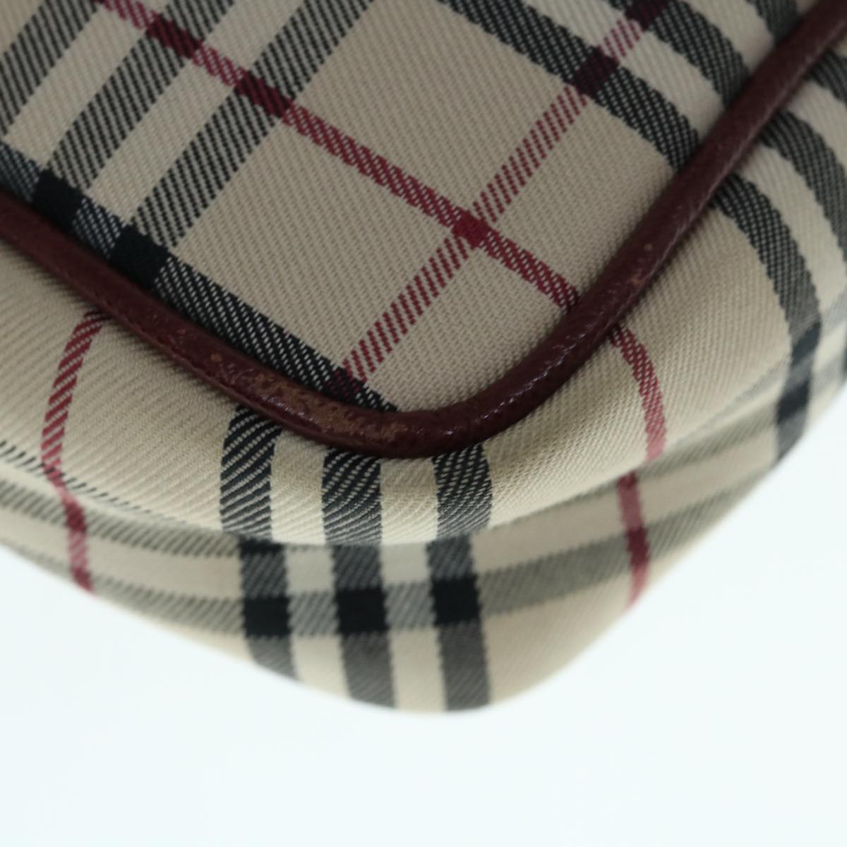 Burberry Nova Check Shoulder Bag Nylon Canvas Beige Auth hk1021