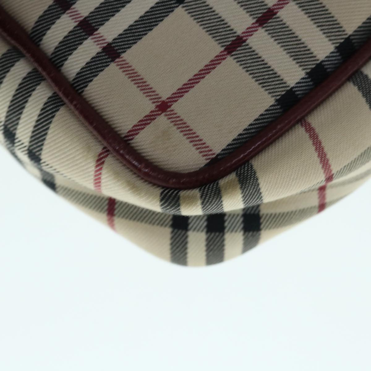 Burberry Nova Check Shoulder Bag Nylon Canvas Beige Auth hk1021