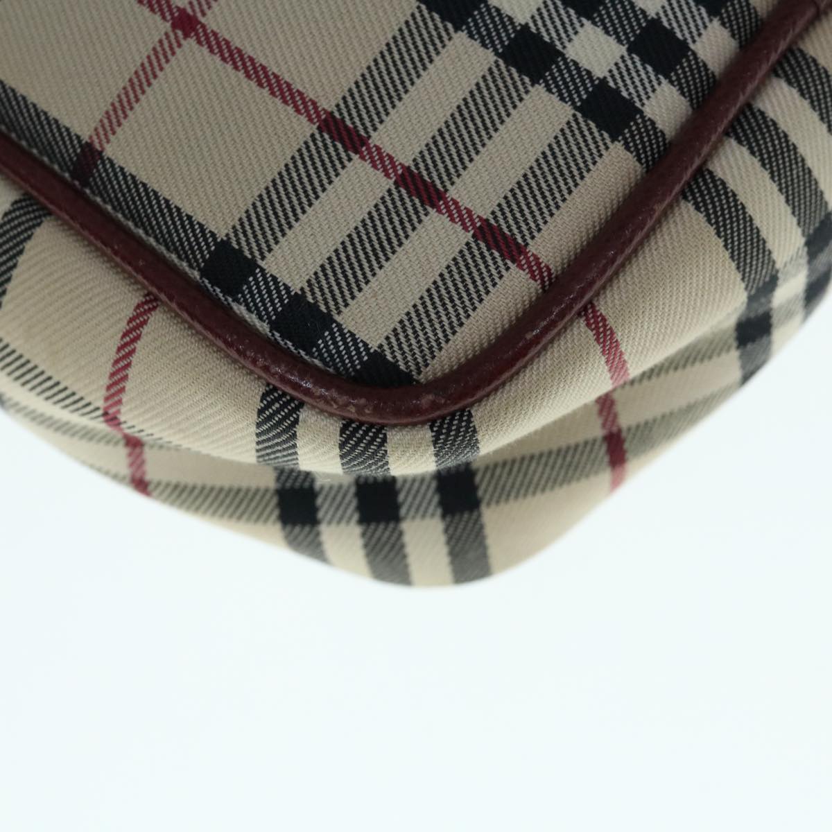 Burberry Nova Check Shoulder Bag Nylon Canvas Beige Auth hk1021