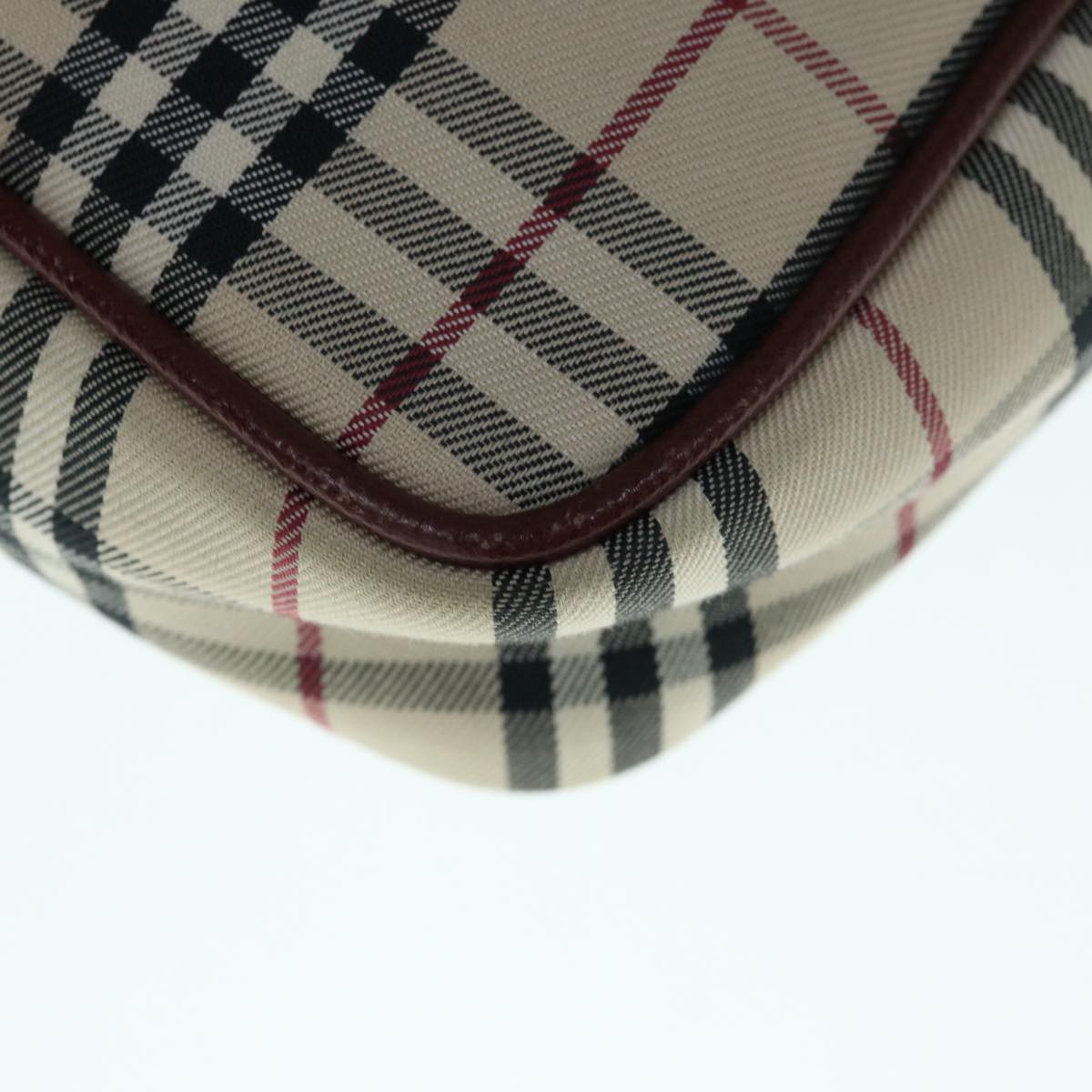 Burberry Nova Check Shoulder Bag Nylon Canvas Beige Auth hk1021