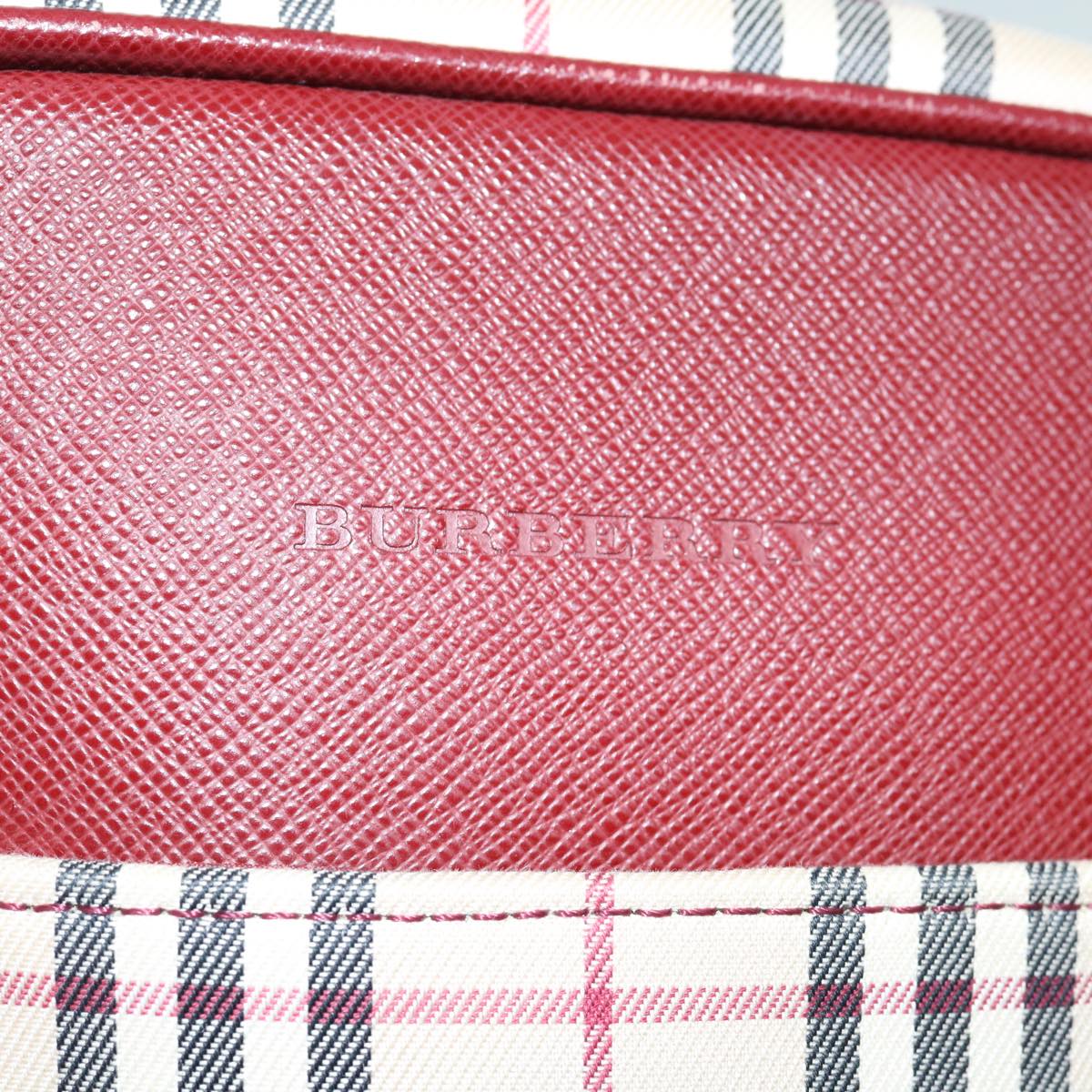 Burberry Nova Check Shoulder Bag Nylon Canvas Beige Auth hk1021