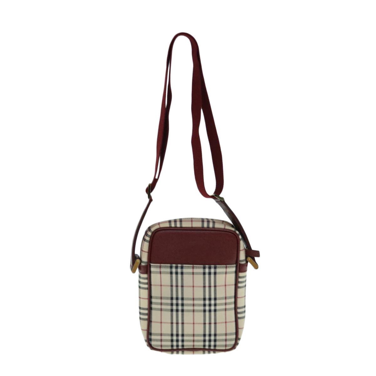 Burberry Nova Check Shoulder Bag Nylon Canvas Beige Auth hk1021