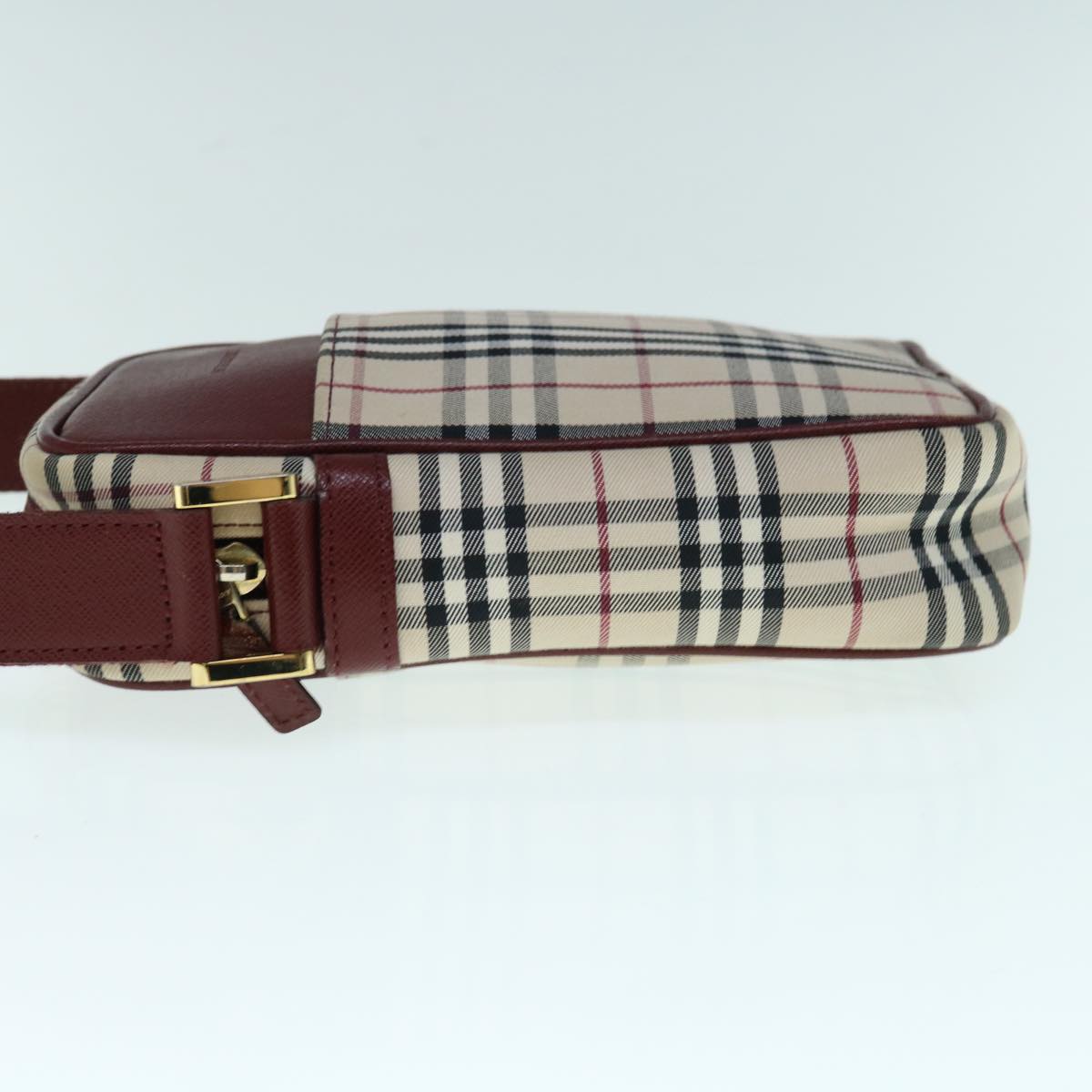 Burberry Nova Check Shoulder Bag Nylon Canvas Beige Auth hk1021