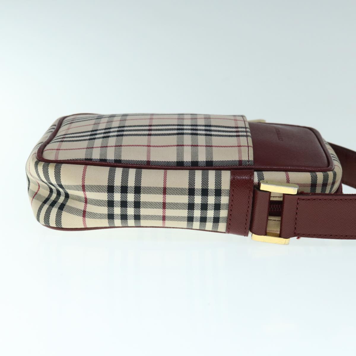 Burberry Nova Check Shoulder Bag Nylon Canvas Beige Auth hk1021