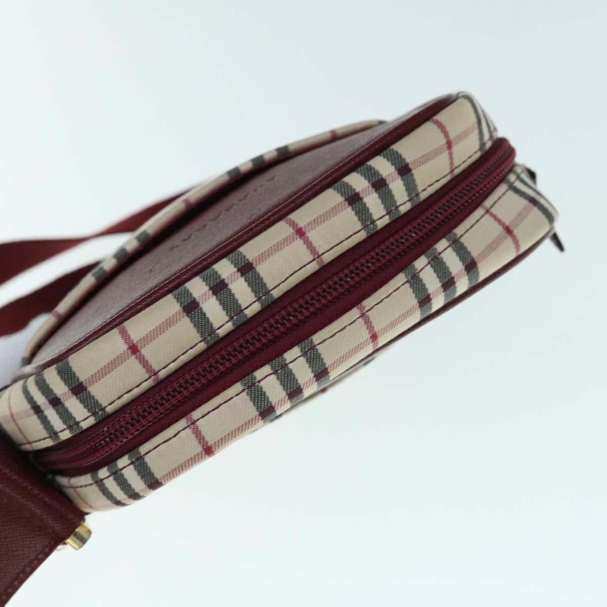 Burberry Nova Check Shoulder Bag Nylon Canvas Beige Auth hk1021