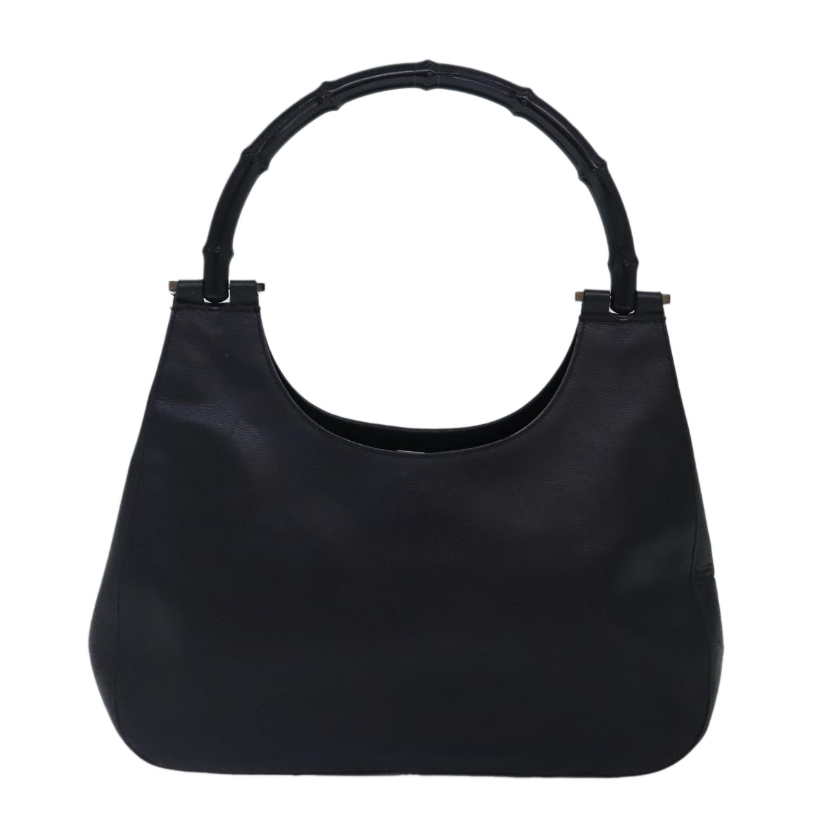 GUCCI Bamboo Shoulder Bag Leather Black Silver 001 3739 3444 Auth hk1629