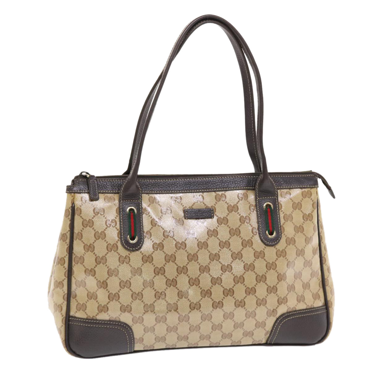 GUCCI GG Crystal Canvas Web Sherry Line Shoulder Bag Beige 293599  hk775