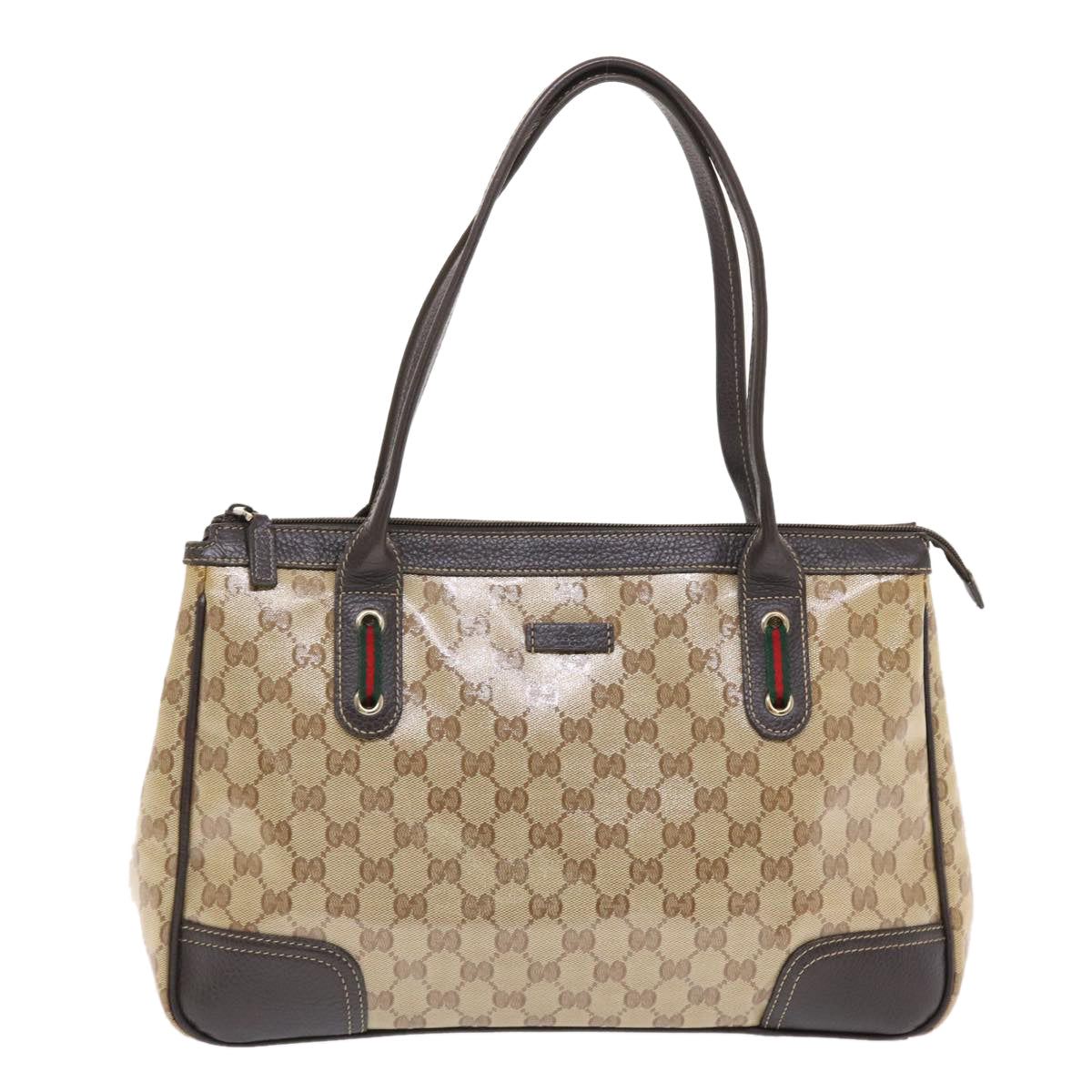 GUCCI GG Crystal Canvas Web Sherry Line Shoulder Bag Beige 293599  hk775