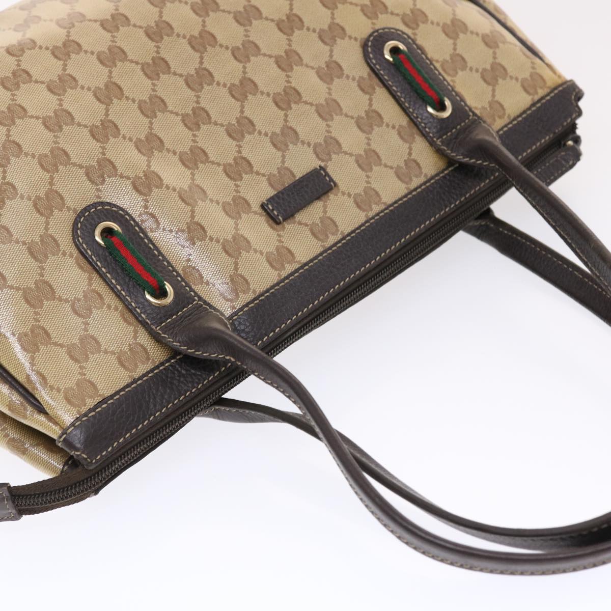 GUCCI GG Crystal Canvas Web Sherry Line Shoulder Bag Beige 293599  hk775