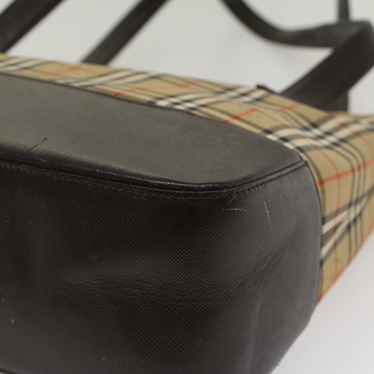 Burberry Nova Check Shoulder Bag Canvas Beige Brown Auth hk811