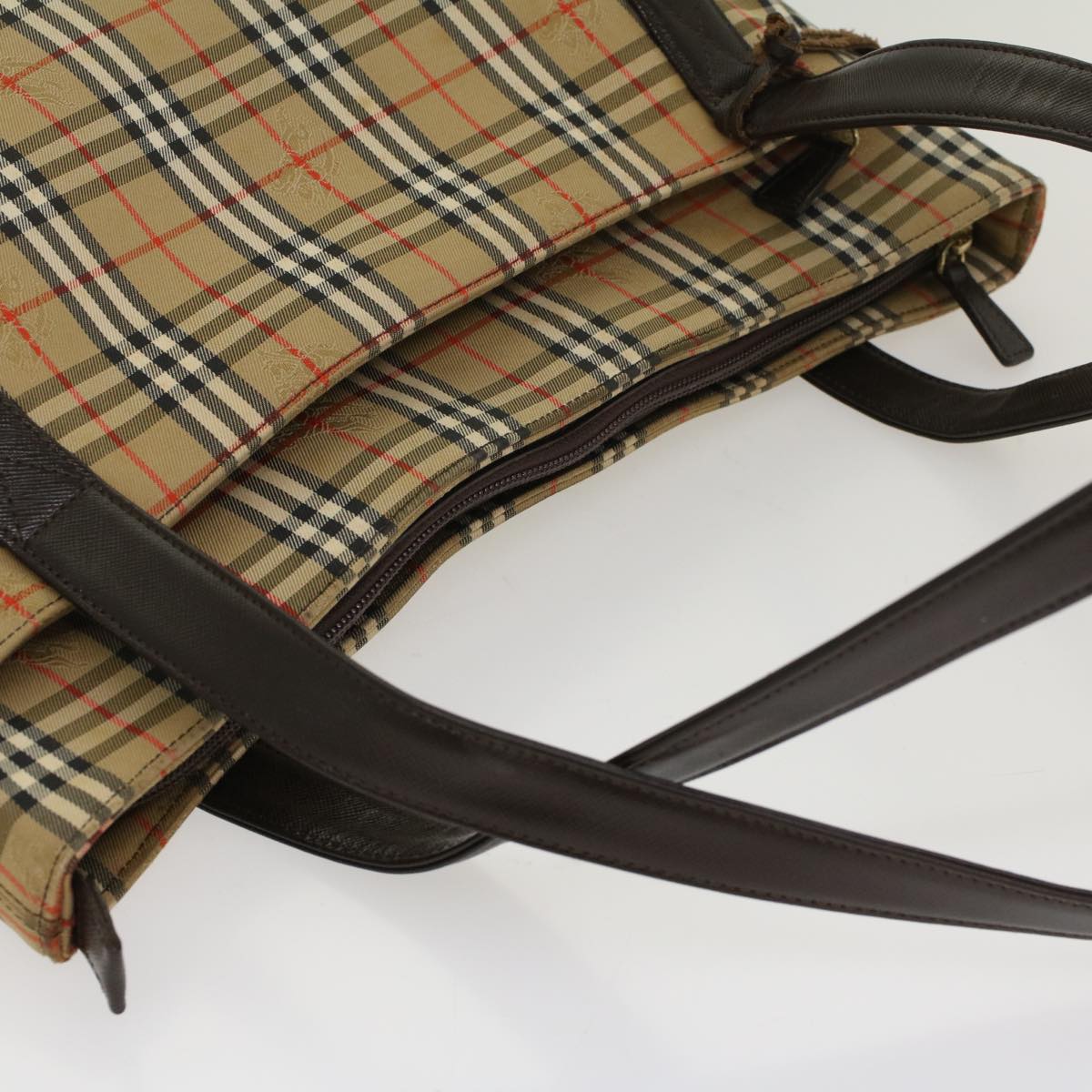 Burberry Nova Check Shoulder Bag Canvas Beige Brown Auth hk811