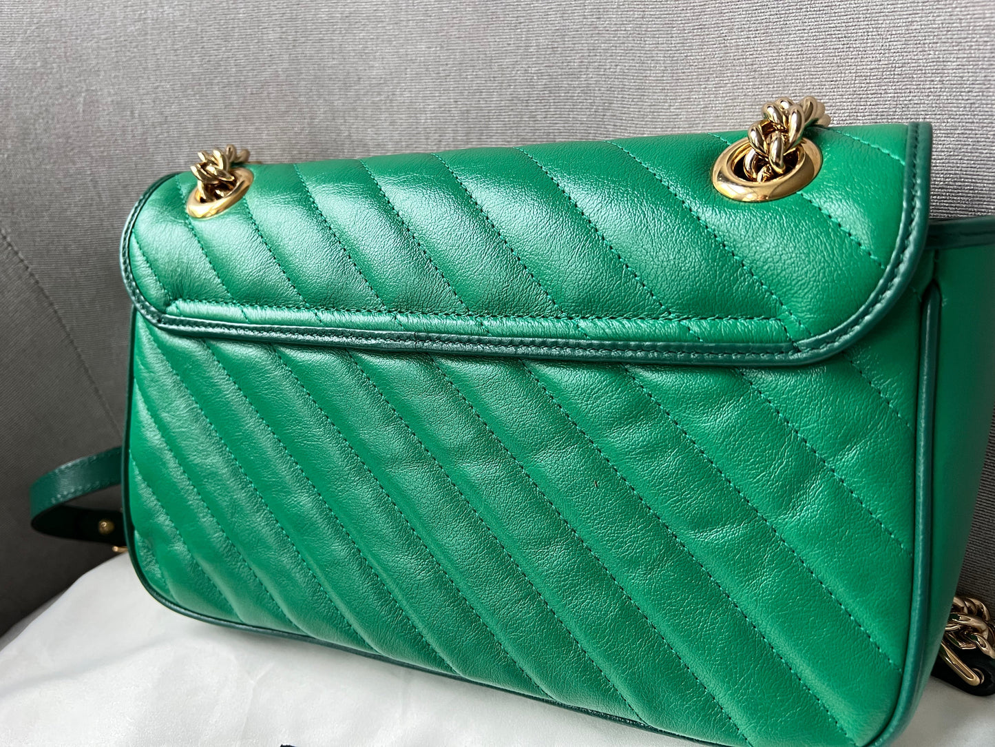 Gucci GG Green Torchon Marmont Small Shoulder Bag