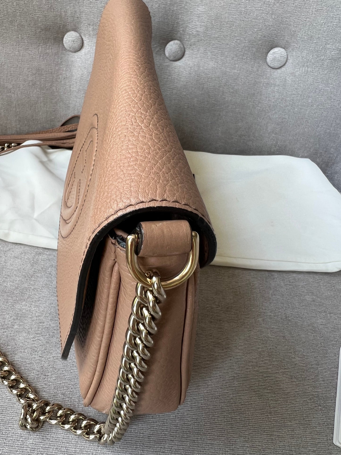 Gucci Rose Beige Soho Disco Crossbody Flap Bag (RRP £1050)
