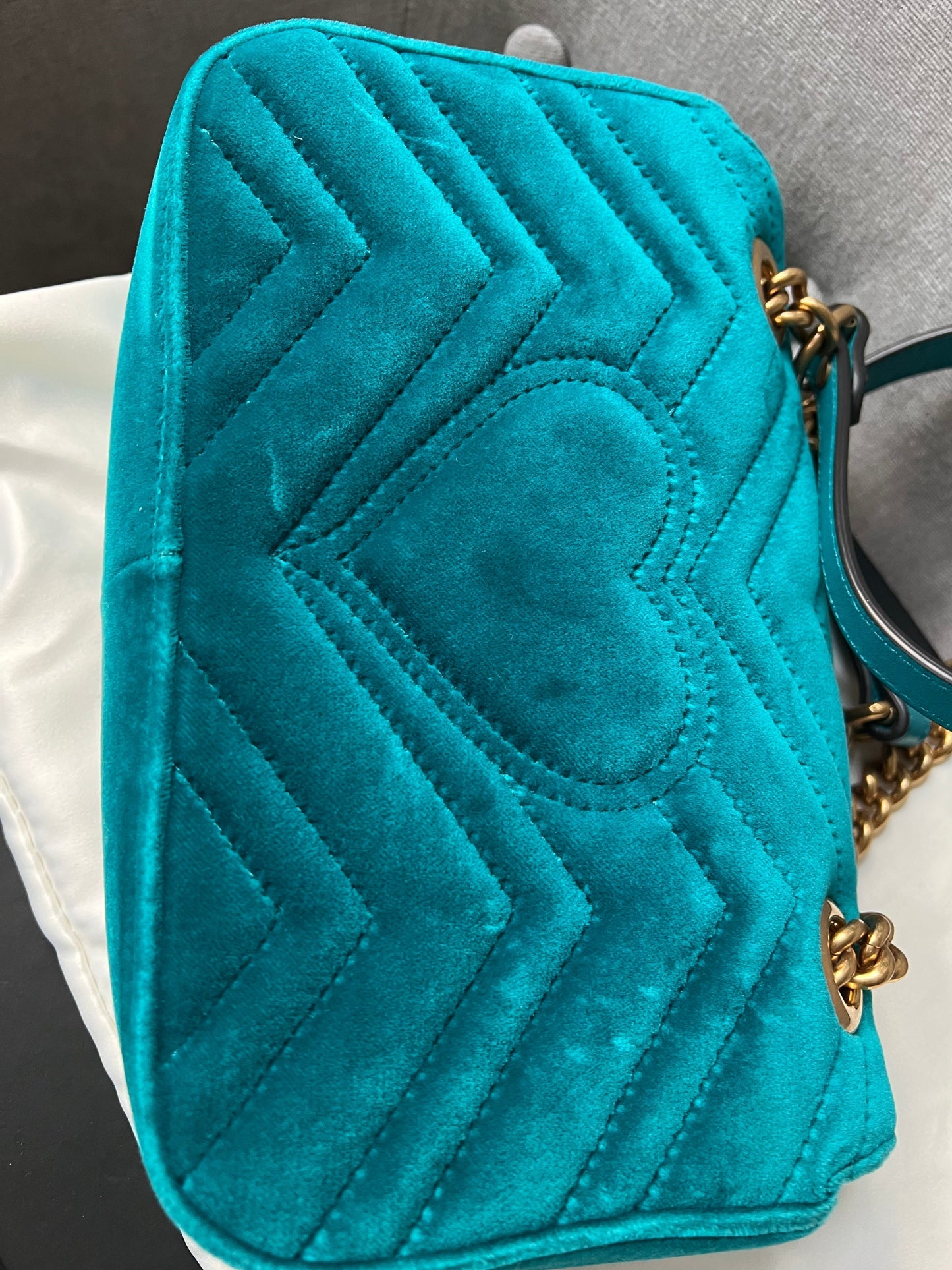 Gucci GG Mini Velvet Marmont Mini Shoulder Bag