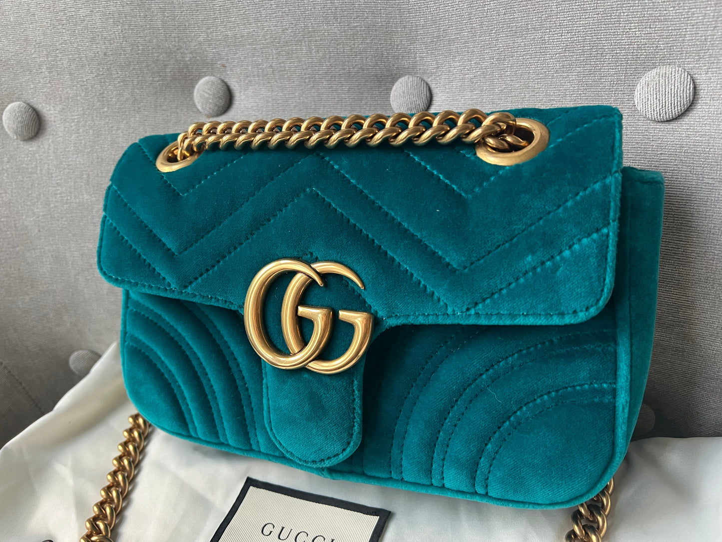 Gucci GG Mini Velvet Marmont Mini Shoulder Bag