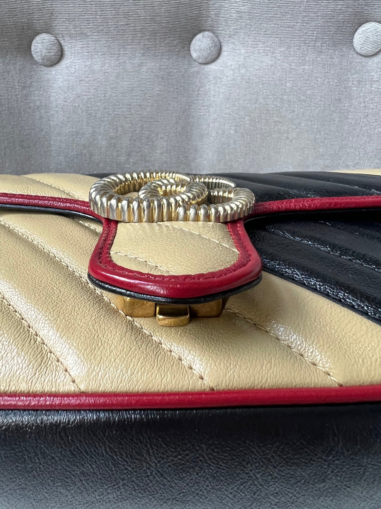 Gucci GG Tricolour Marmont Mini Shoulder Bag