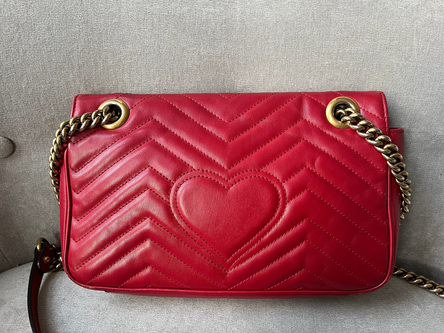 Gucci GG Hibiscus Red Marmont Small Shoulder Bag