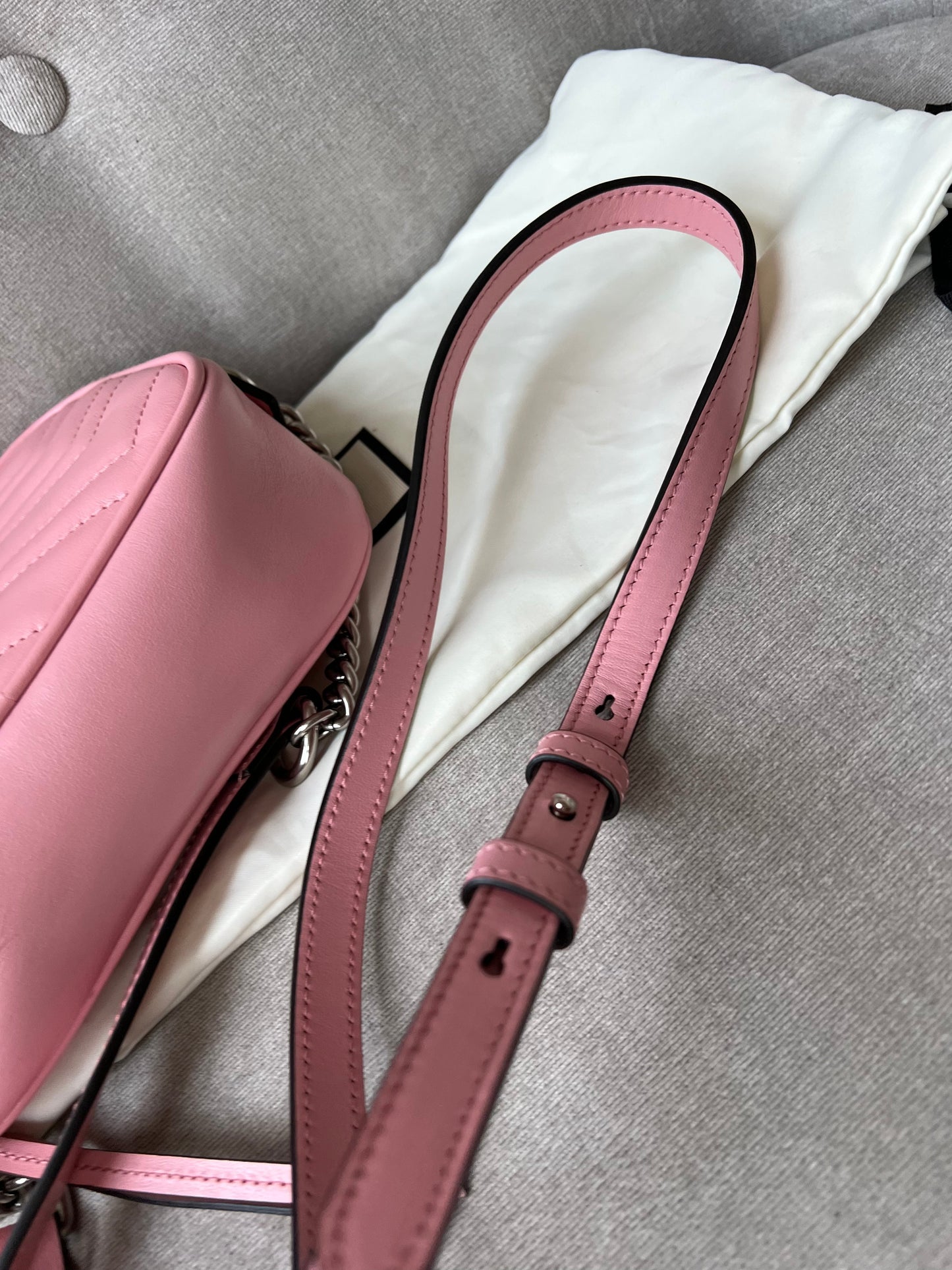 Gucci GG Pale Pink Marmont Mini Shoulder Bag (RRP £1,160)
