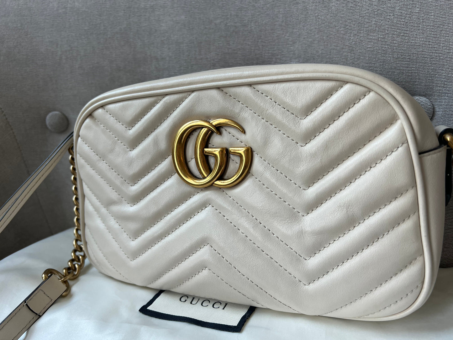 Gucci GG White Marmont Small Shoulder Bag