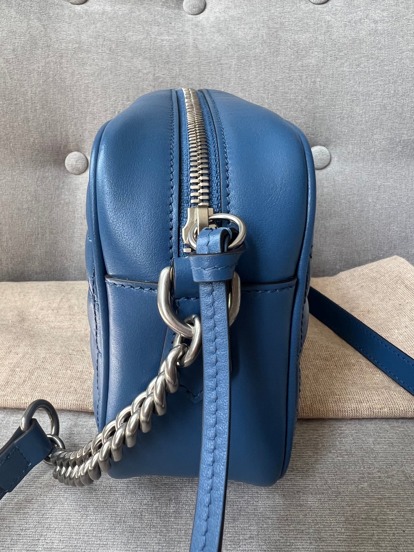 Gucci Aria GG Blue Marmont Small Shoulder Bag (RRP £1250)