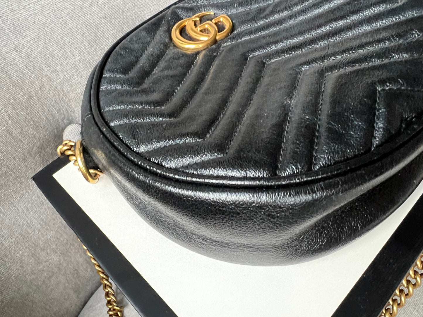 Gucci GG Round Black Marmont Small Shoulder Bag