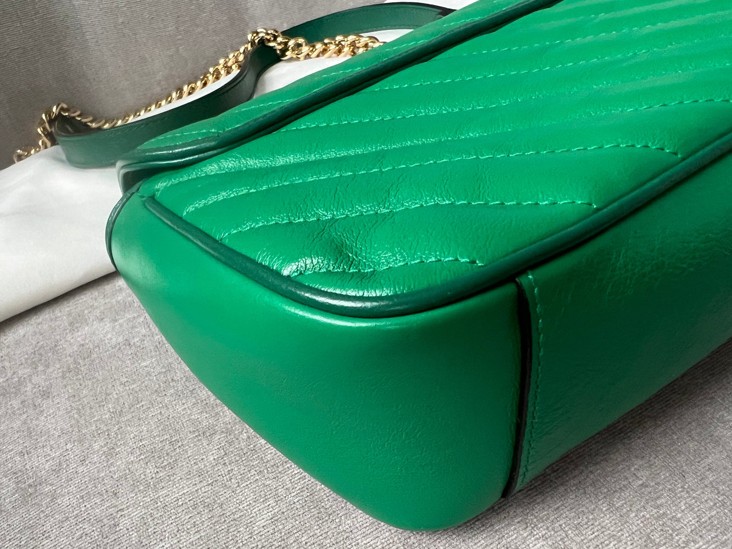 Gucci GG Green Torchon Marmont Small Shoulder Bag