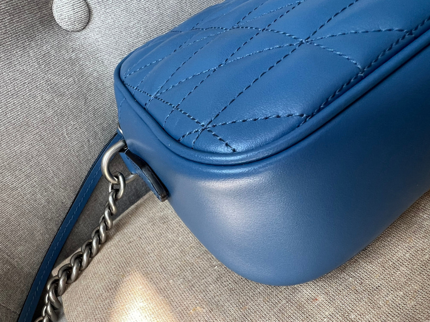 Gucci Aria GG Blue Marmont Small Shoulder Bag (RRP £1250)