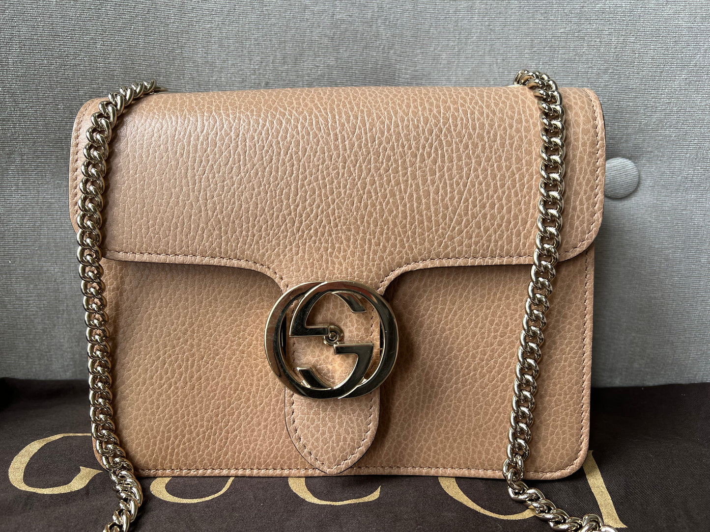 Gucci Interlocking GG Beige Small Shoulder Bag