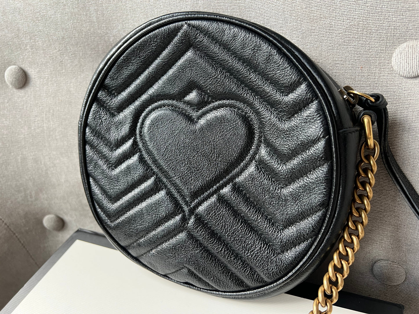 Gucci GG Round Black Marmont Small Shoulder Bag
