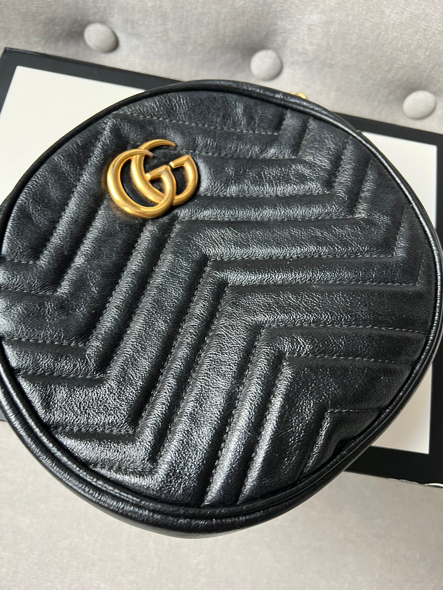 Gucci GG Round Black Marmont Small Shoulder Bag