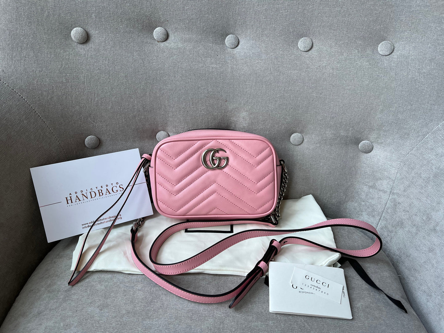 Gucci GG Pale Pink Marmont Mini Shoulder Bag (RRP £1,160)