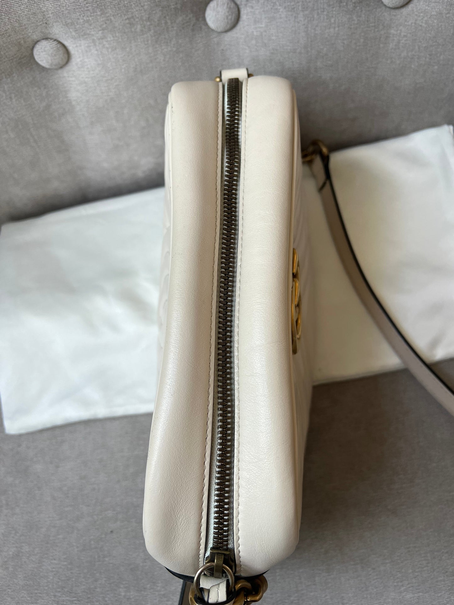 Gucci GG White Marmont Small Shoulder Bag
