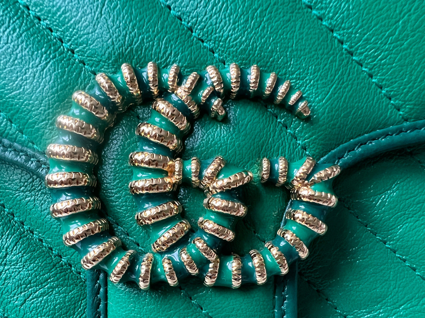 Gucci GG Green Torchon Marmont Small Shoulder Bag