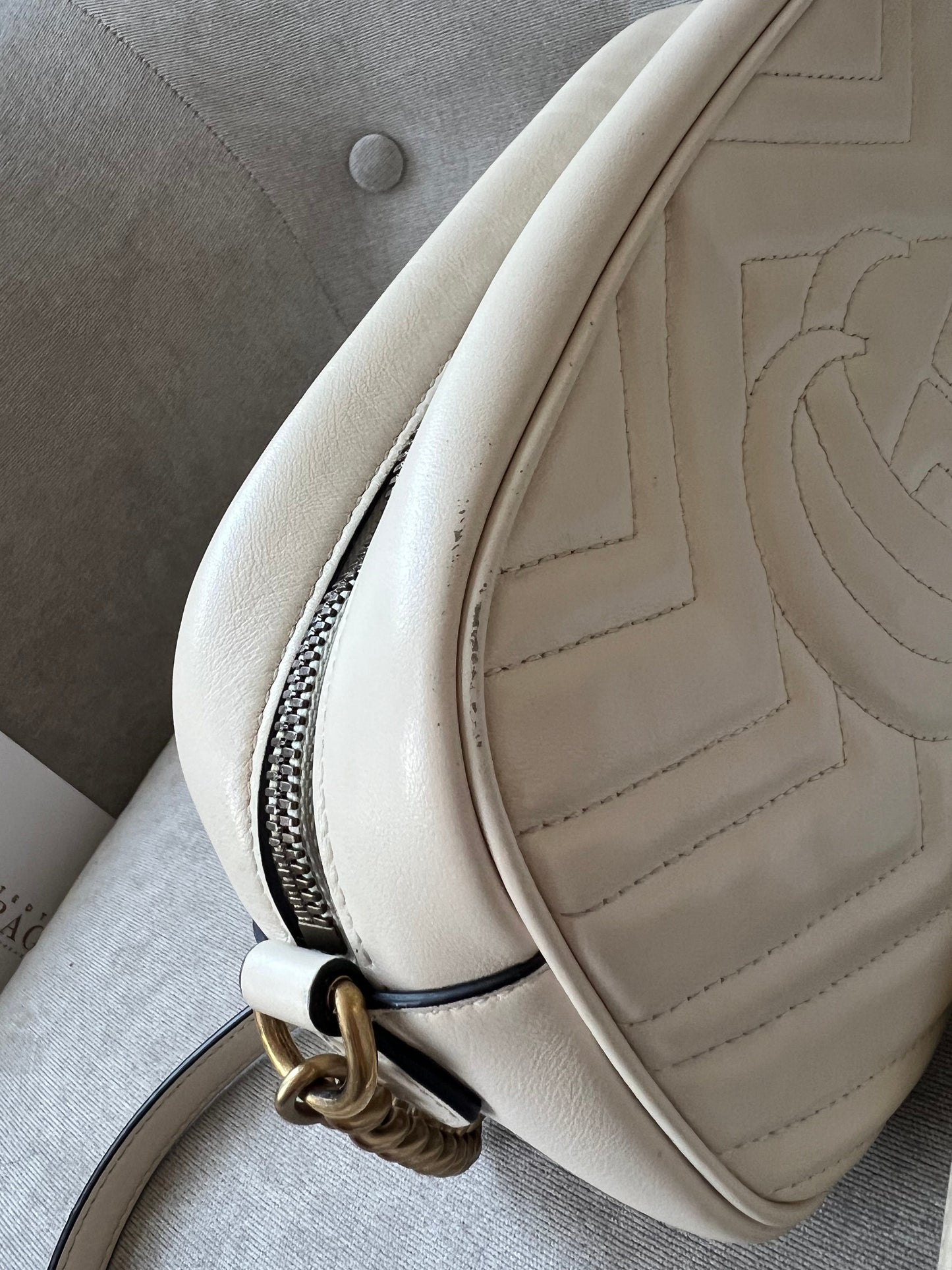 Gucci GG White Marmont Small Shoulder Bag