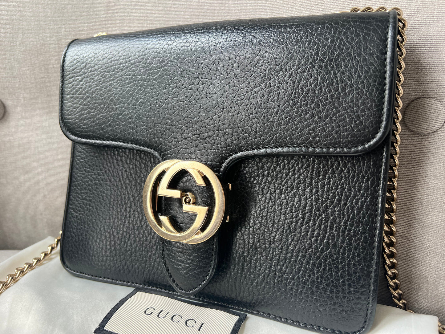 Gucci Interlocking GG Black Small Shoulder Bag