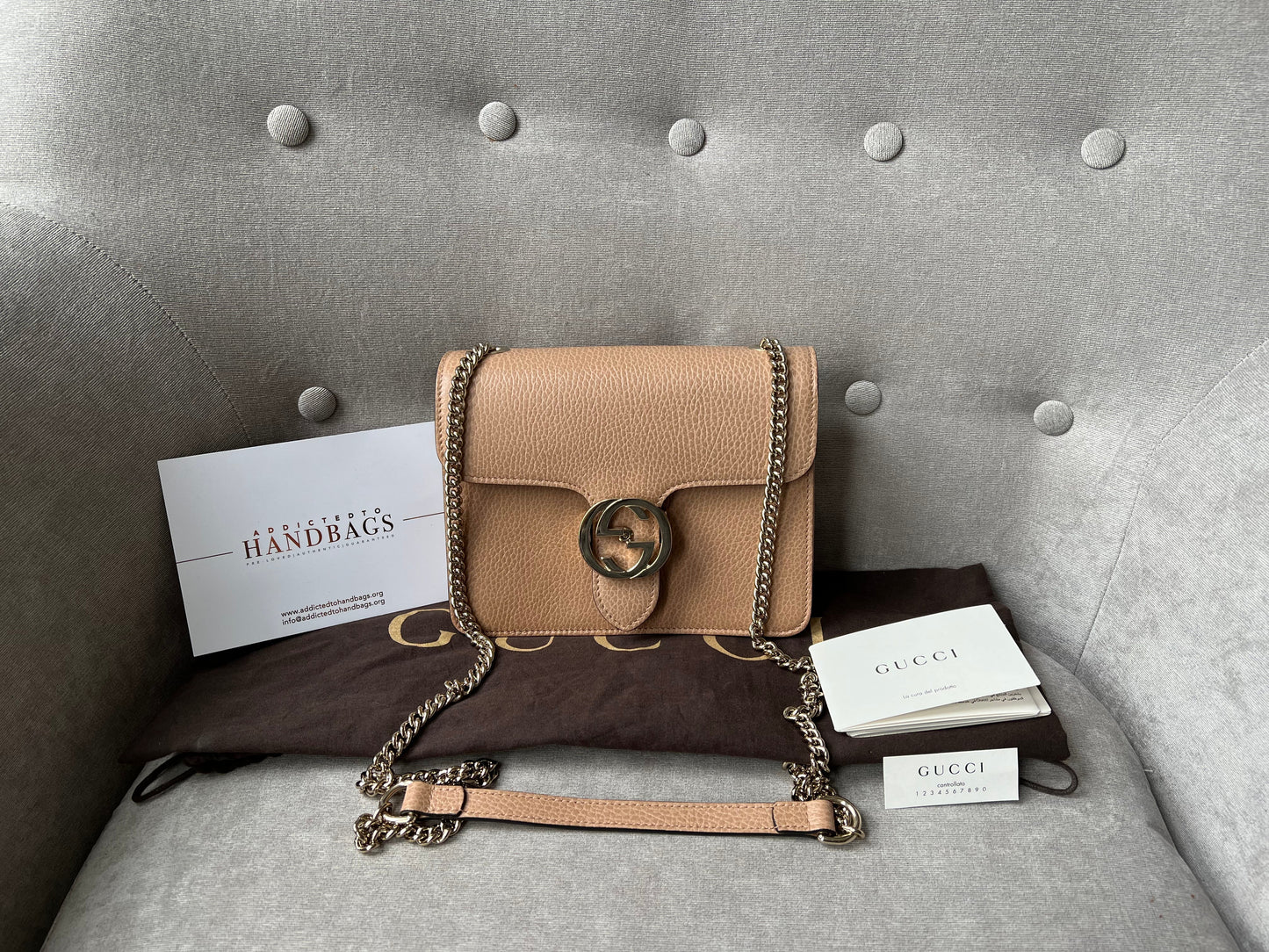 Gucci Interlocking GG Beige Small Shoulder Bag