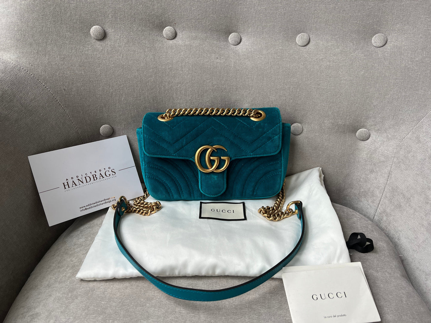 Gucci GG Mini Velvet Marmont Mini Shoulder Bag
