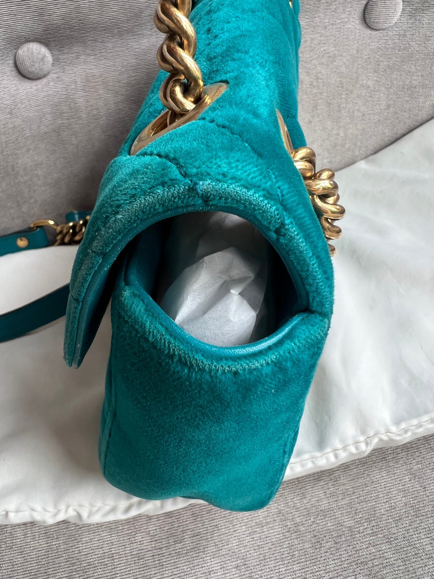 Gucci GG Mini Velvet Marmont Mini Shoulder Bag