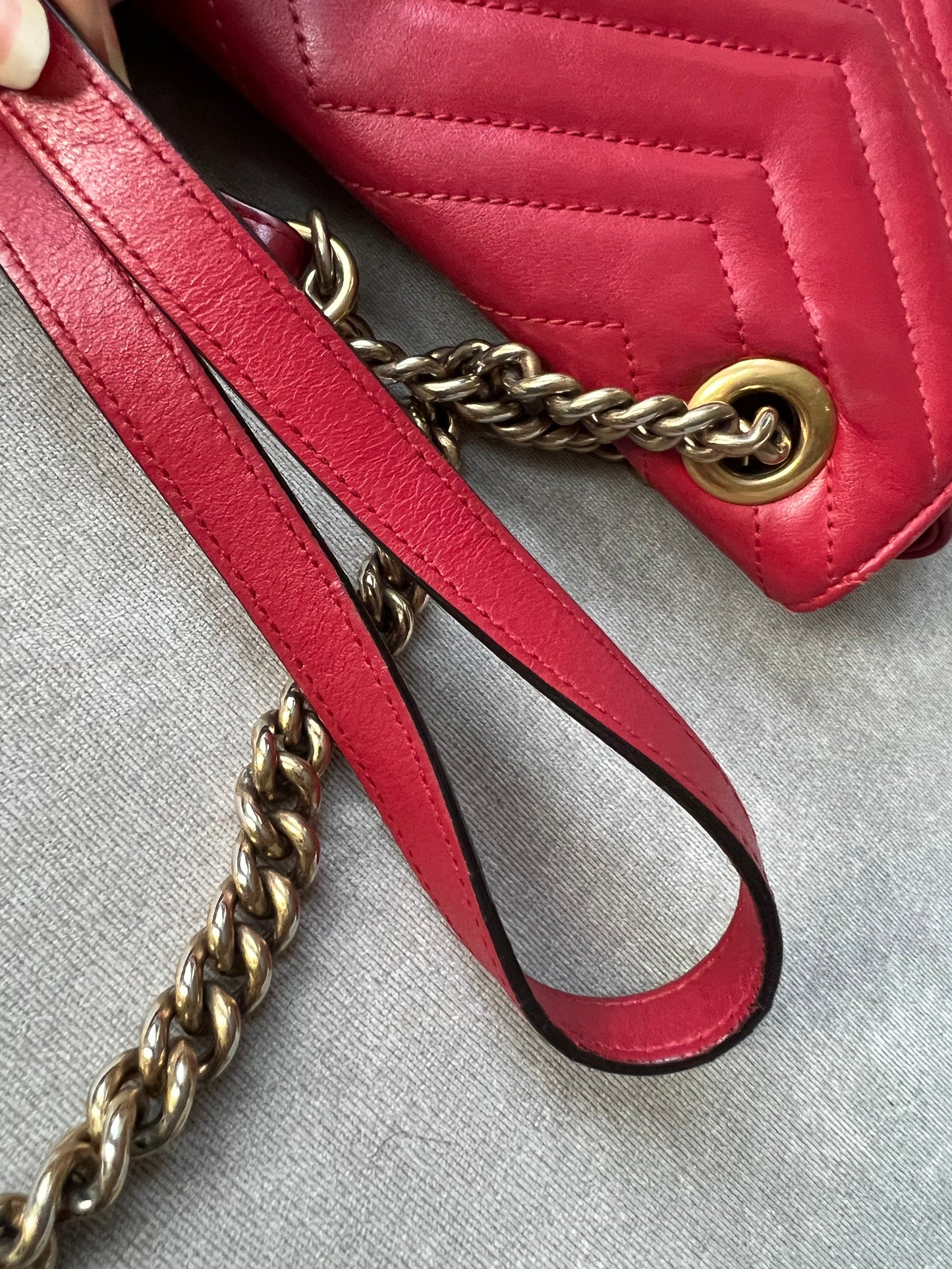 Gucci GG Hibiscus Red Marmont Small Shoulder Bag