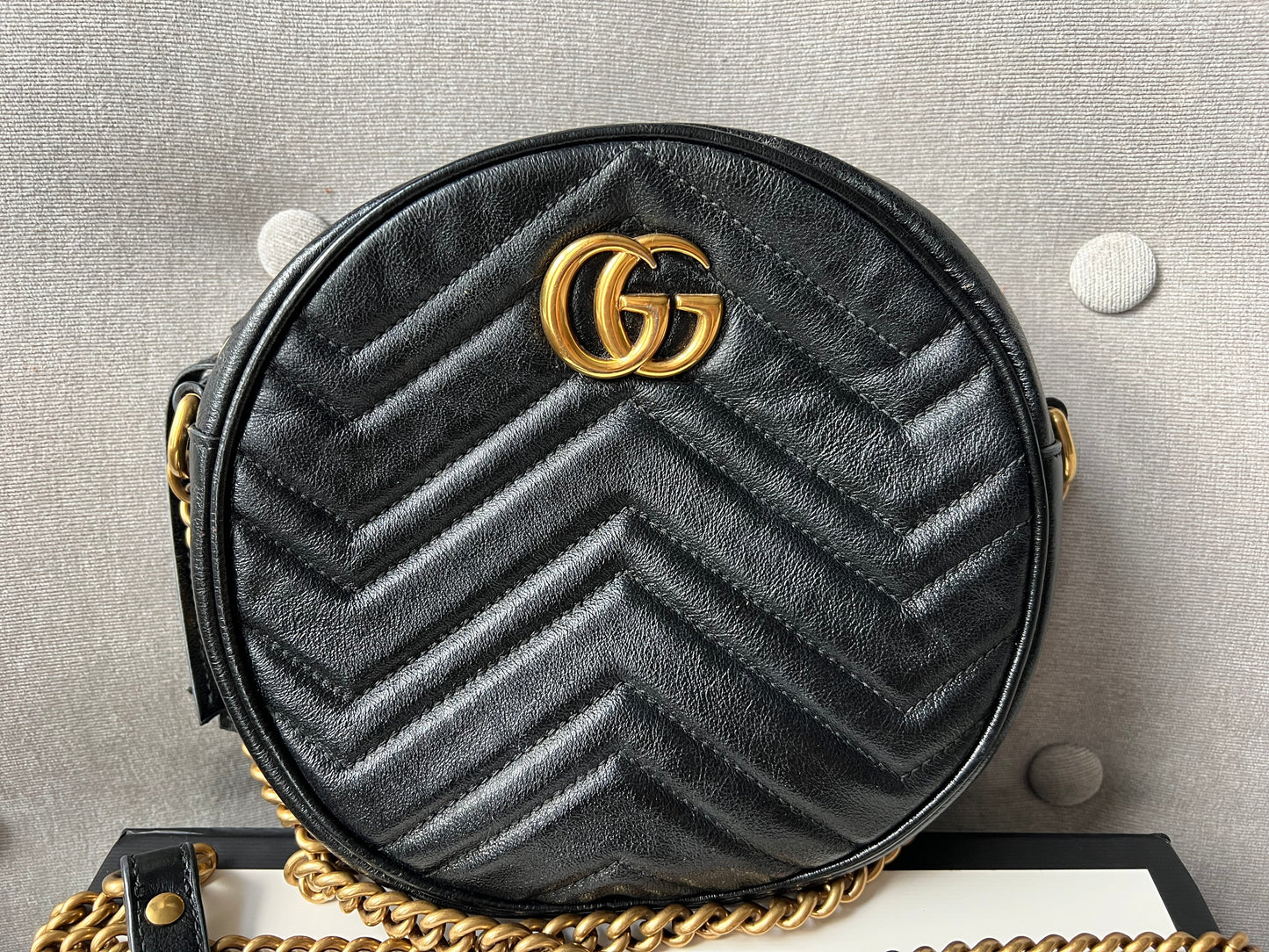 Gucci GG Round Black Marmont Small Shoulder Bag
