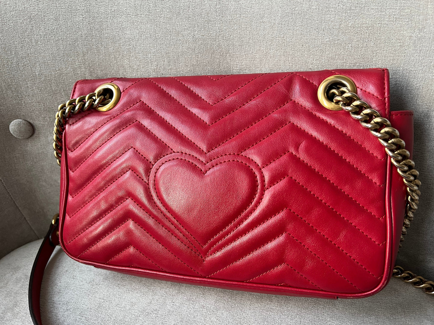 Gucci GG Hibiscus Red Marmont Small Shoulder Bag