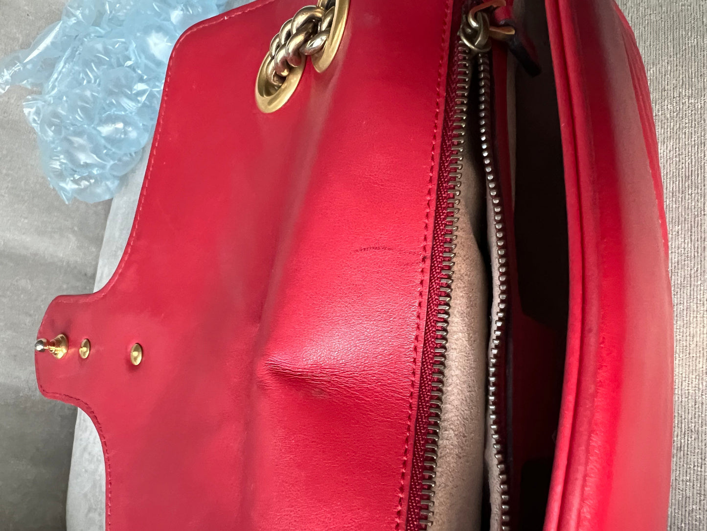 Gucci GG Hibiscus Red Marmont Small Shoulder Bag