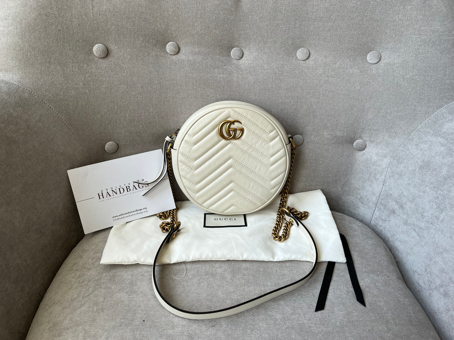 Gucci GG Round White Marmont Small Shoulder Bag (RRP £1,160)