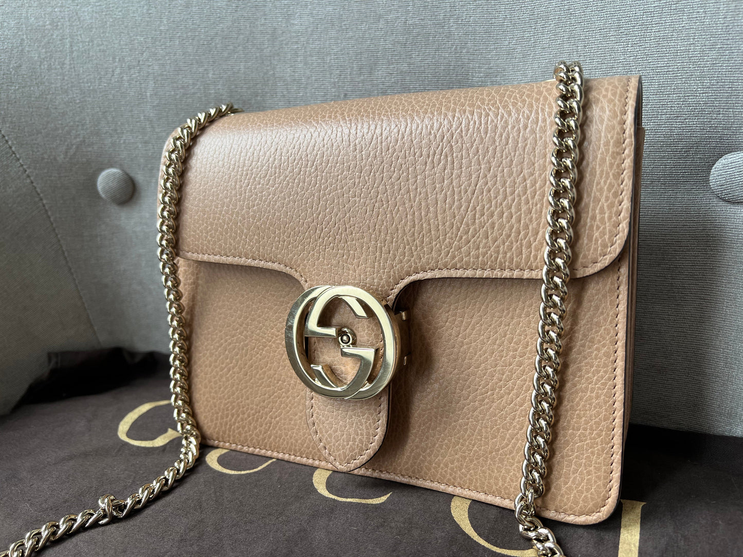Gucci Interlocking GG Beige Small Shoulder Bag