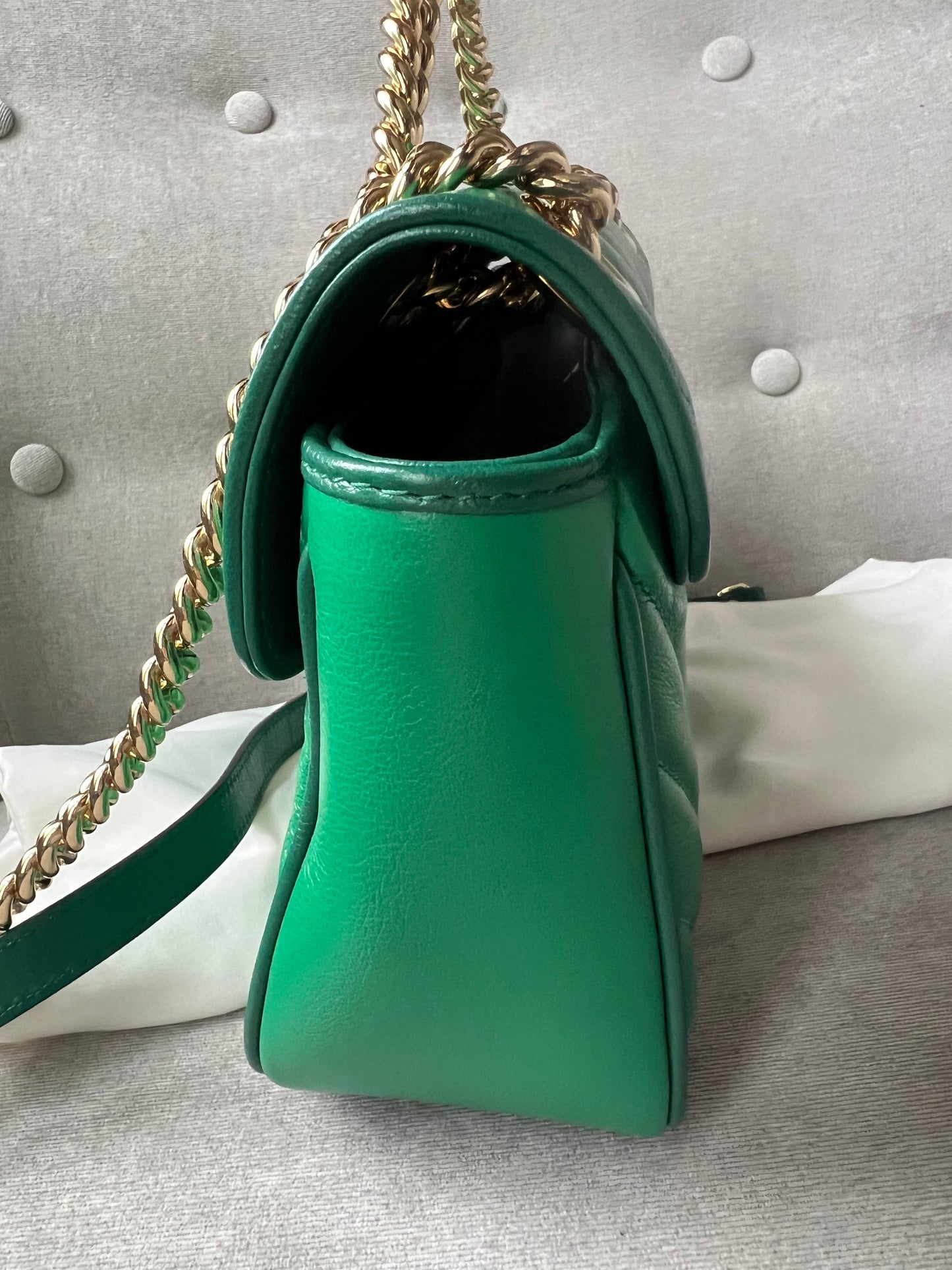 Gucci GG Green Torchon Marmont Small Shoulder Bag