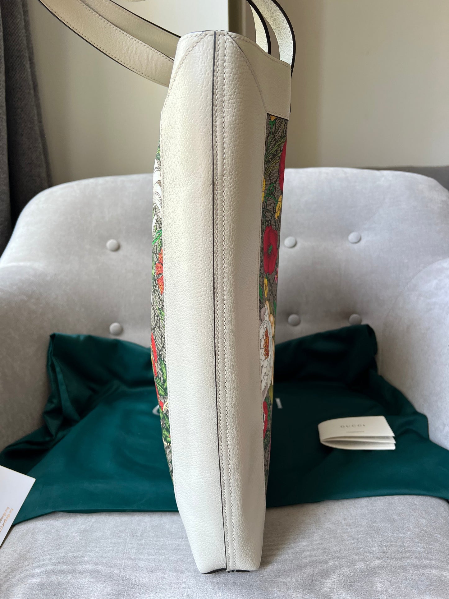 Gucci White Monogram Canvas Flora Large Ophidia Shopping Tote (RRP £1,250)