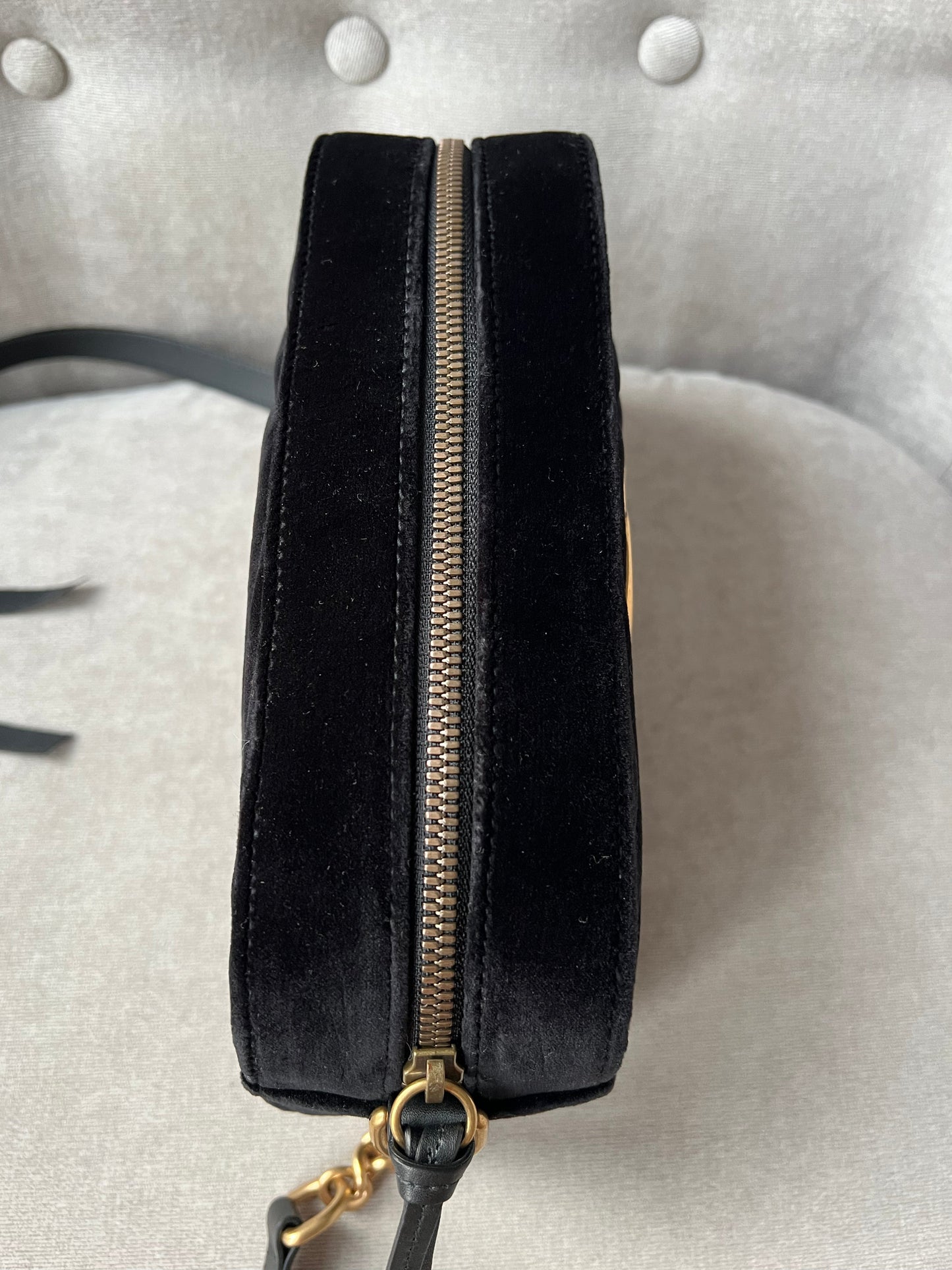 Gucci GG Black Velvet Marmont Small Shoulder Bag